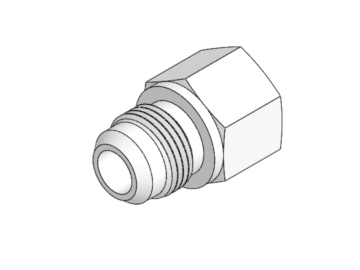 -10 AN male to 1/2 NPT female adapter, SOLIDWORKS render