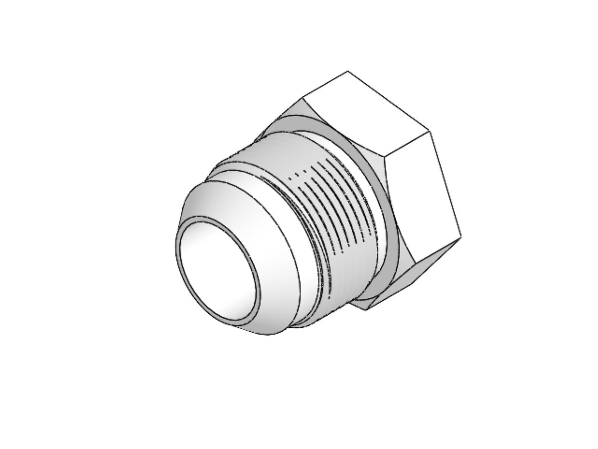 -12 AN male plug, SOLIDWORKS render