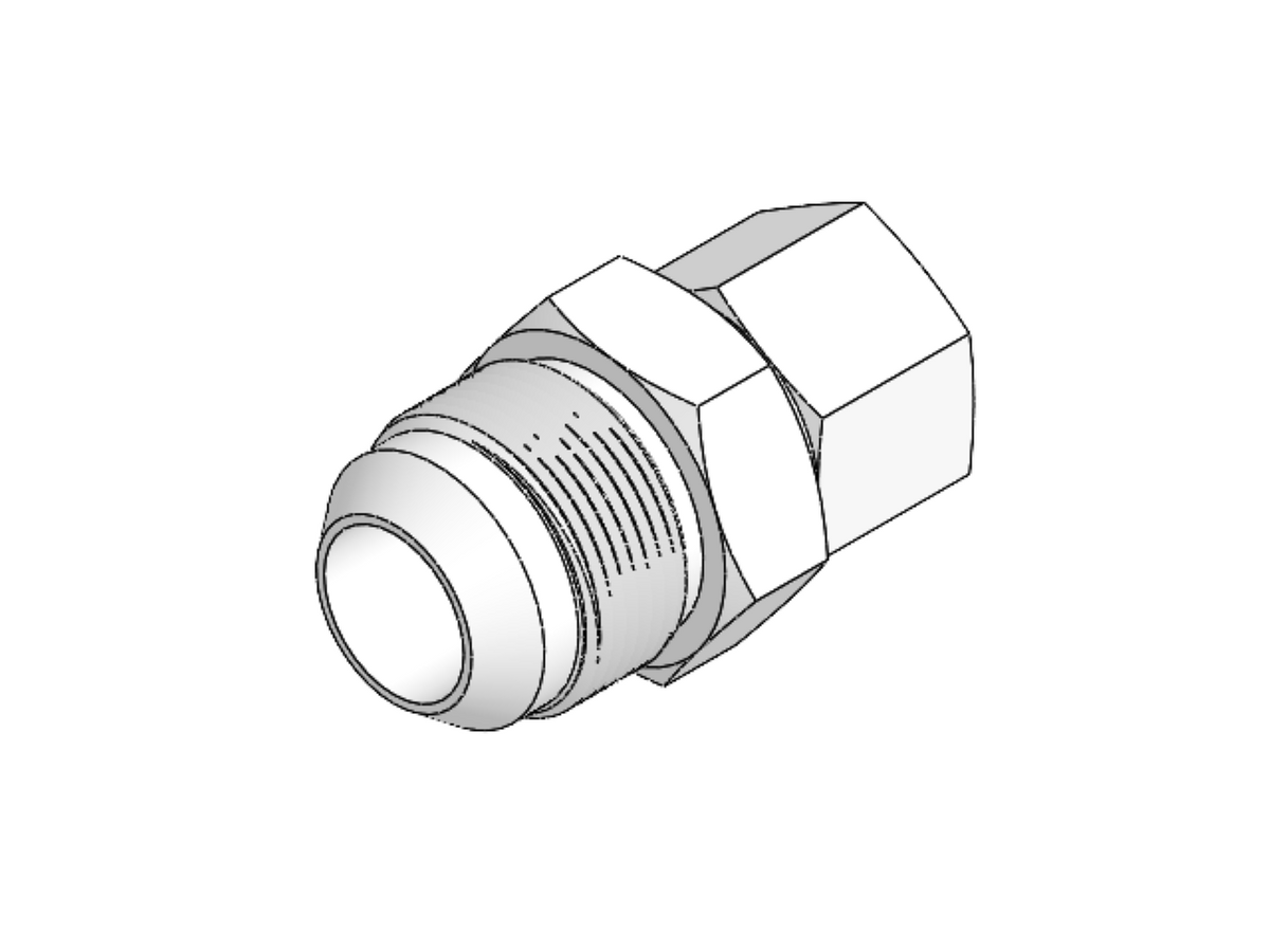 -12 AN male to 1/2 NPT female adapter, SOLIDWORKS render