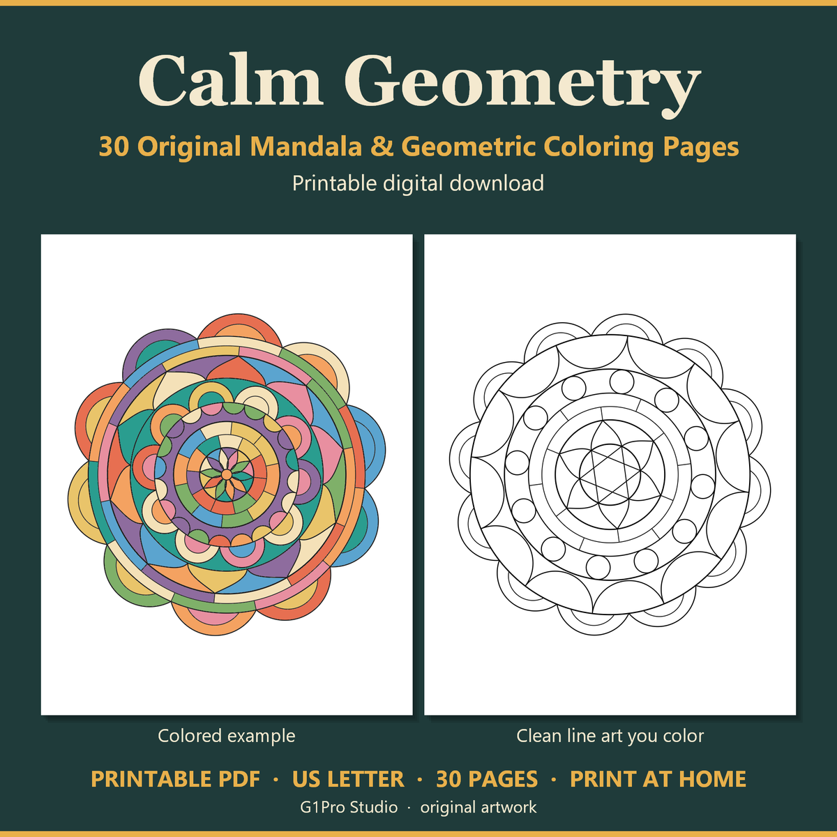 Calm Geometry coloring book cover