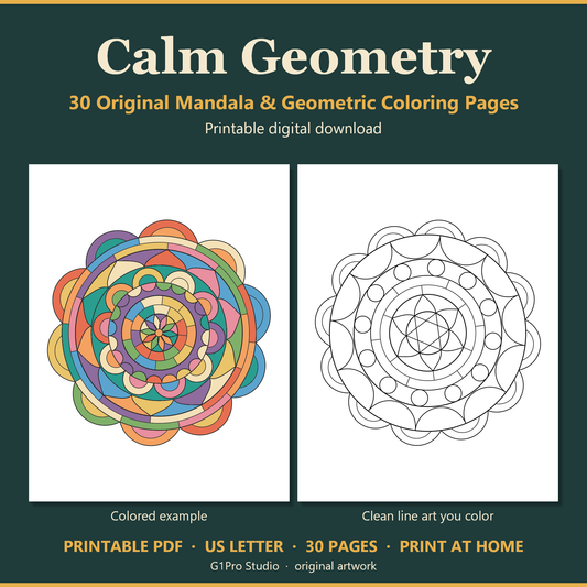 Calm Geometry coloring book cover