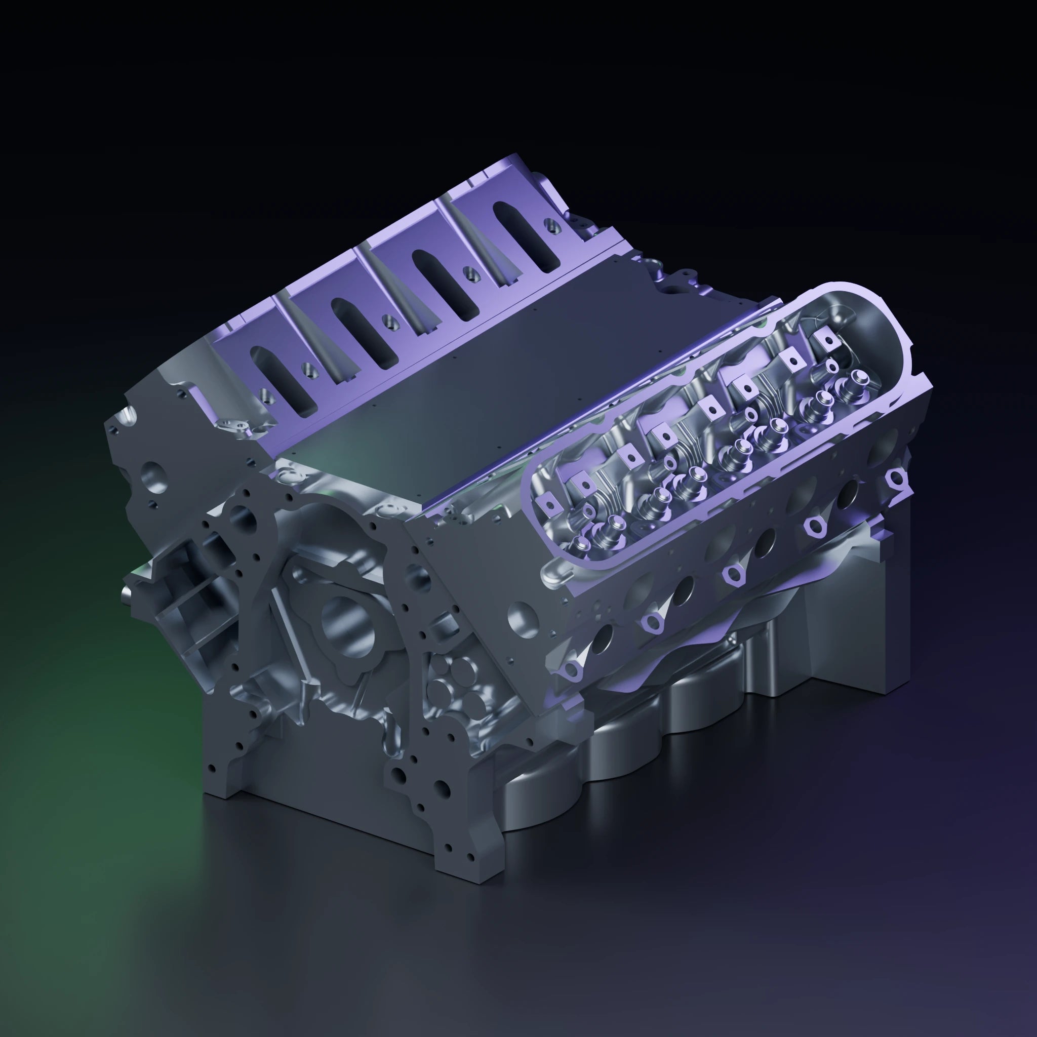 LS Cathedral Port Block & Cylinder Heads 3D Model — Print-Ready STEP & STL — Swap & Header Mockup